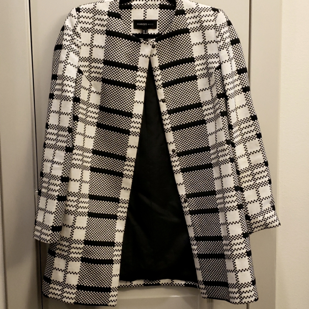 Mango Basics Black and White Coat
